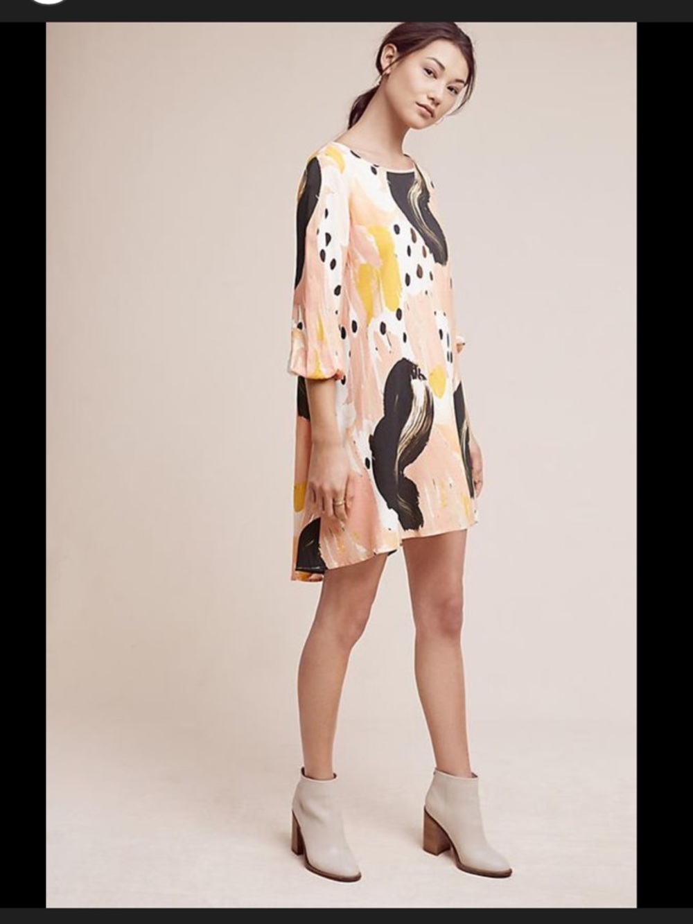 Anthropologie Pink Abstract Print Tunic Dress